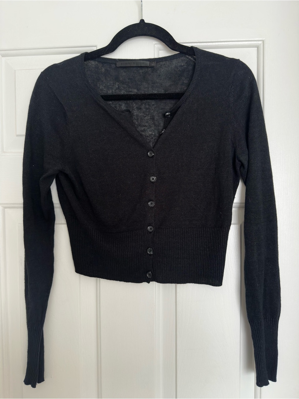 Jenni Kayne Black V-Neck Button Cardigan - Linen & Cotton blend